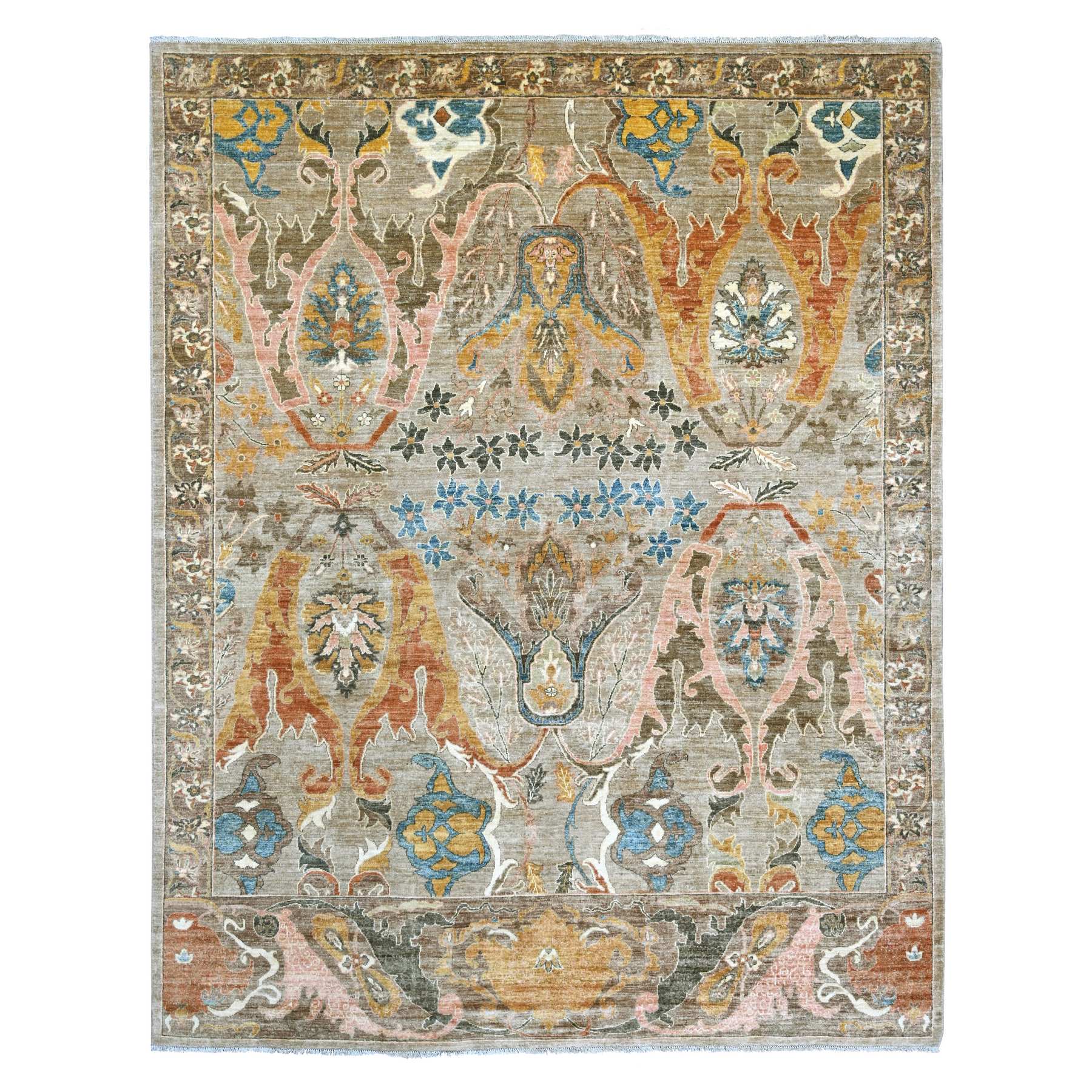 Khaki Brown, Bijar Garus Design, Aryana Grade, Vegetable Dyes, Hand Knotted, High Mountain Wool, Oriental Rug